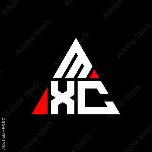 MXC triangle letter logo design with triangle shape. MXC triangle logo design monogram. MXC triangle vector logo template with red color. MXC triangular logo Simple, Elegant, and Luxurious Logo. MXC 