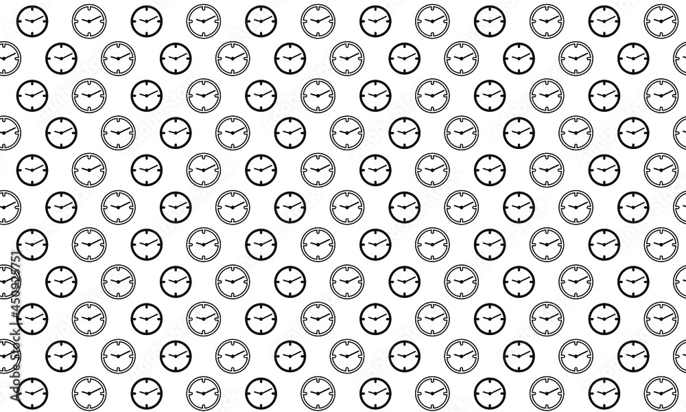 Black and White Clock Seamless Pattern Black and White Clock Seamless Pattern