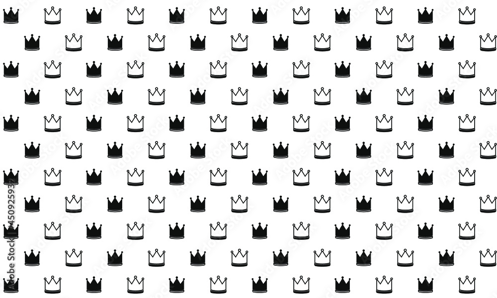 Black and White Crown Seamless Pattern