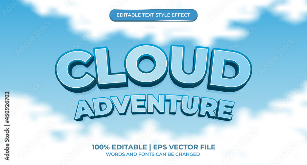 Editable text effect - sky and cloud style