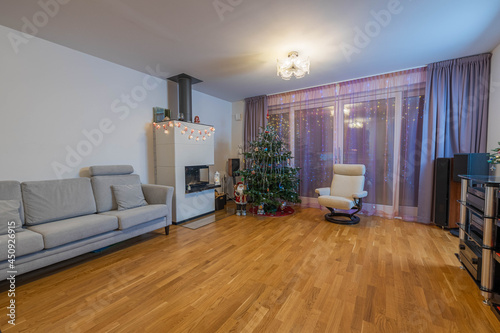 Beautiful view of room with   hristmas decoration.    hristmas backgrounds.