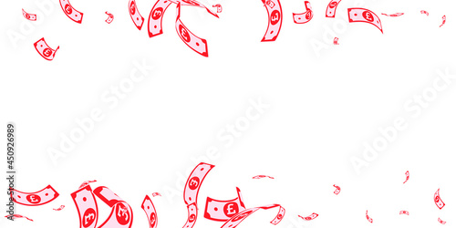 British pound notes falling. Random GBP bills on w