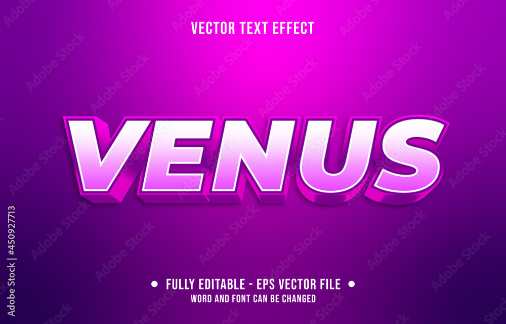 Editable text effect gradient style venus with pink purple color