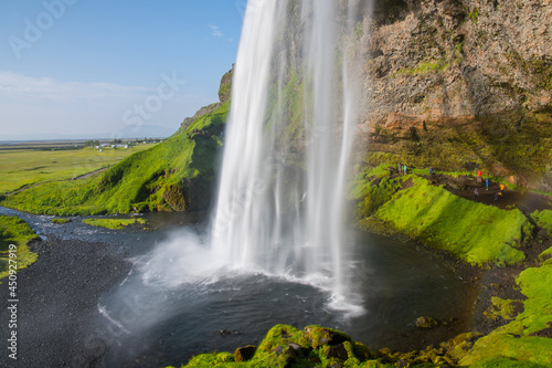 The beautiful waterfall of Seljalandsfoss in south Iceland on a summer day