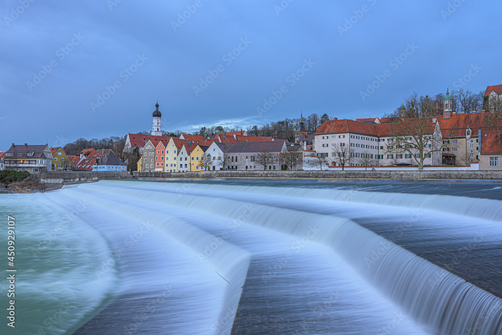 Landsberg am Lech a city in Bavaria Germany with a waterfall