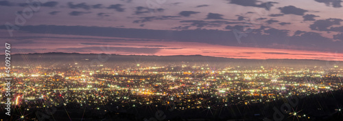 Panorama of Silicon Valley City Lights at Sunset