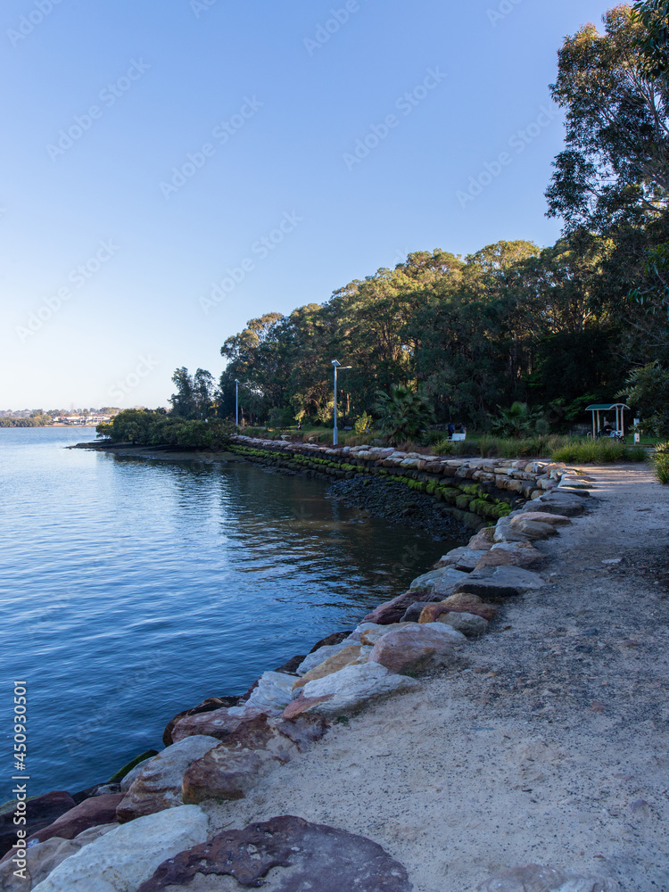 Fototapeta premium Parramatta River coastline at Meadowbank park, Sydney, Australia.