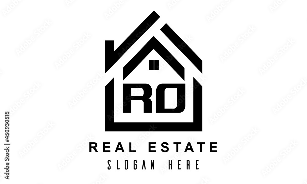RO real estate house latter logo RO real estate house latter logo