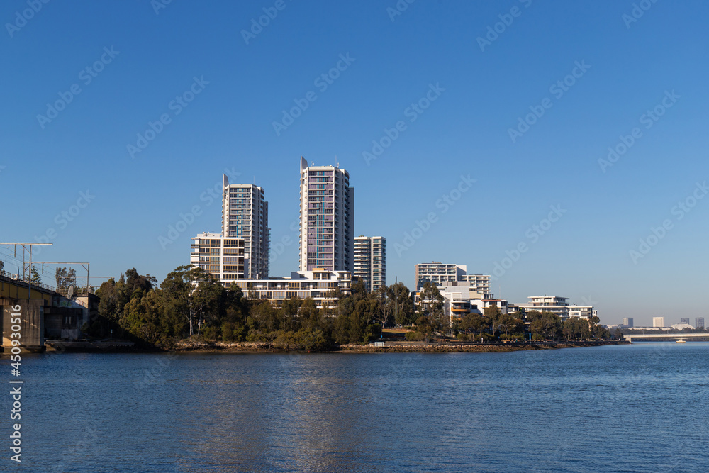 Rhodes apartment building waterfront, Sydney, Australia.