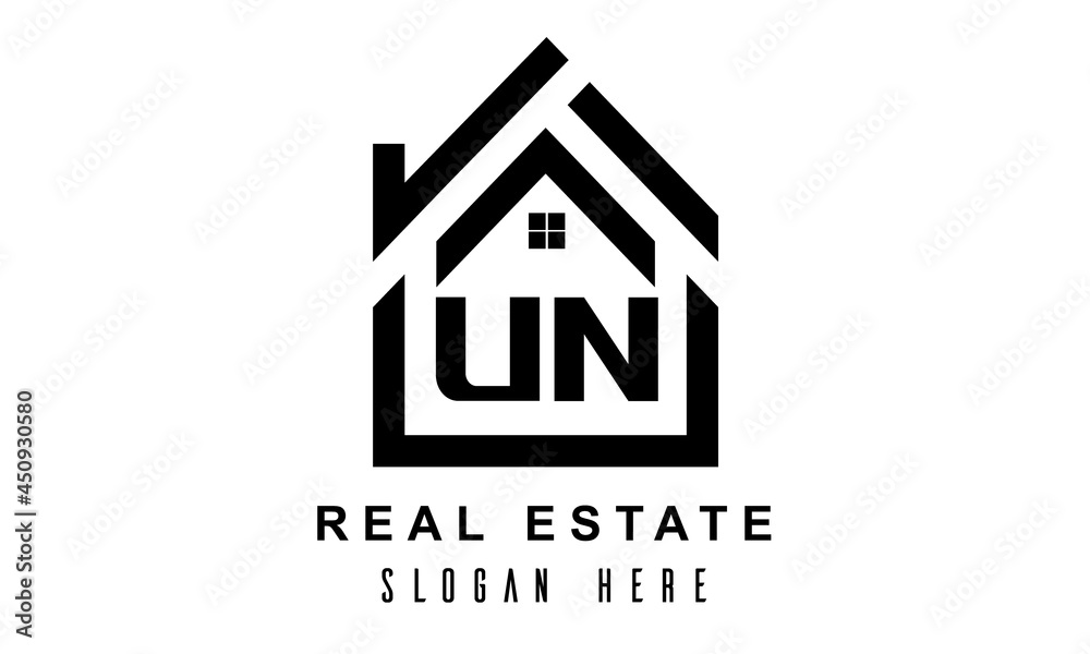 UN real estate house latter logo UN real estate house latter logo