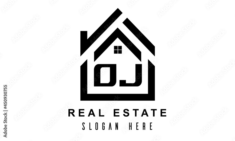 OJ real estate house latter logo
