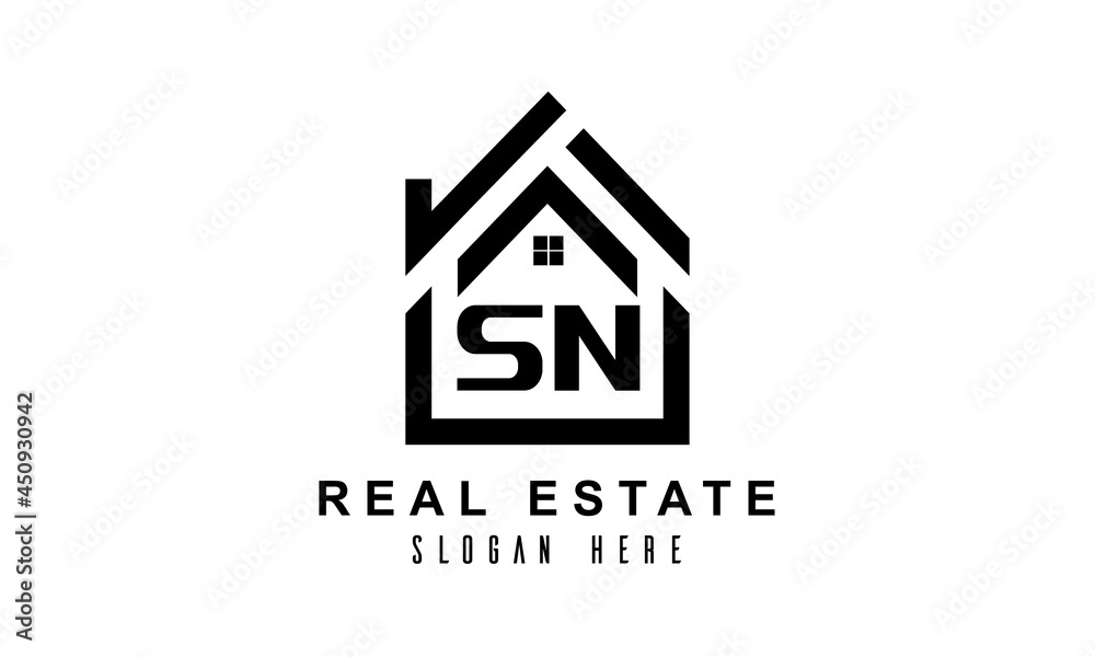 SN real estate house latter logo SN real estate house latter logo