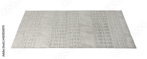 Grey carpet with geometric pattern isolated on white photo