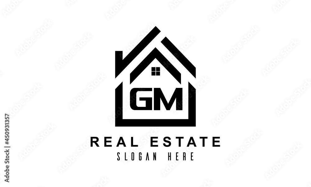 GM real estate house latter logo GM real estate house latter logo