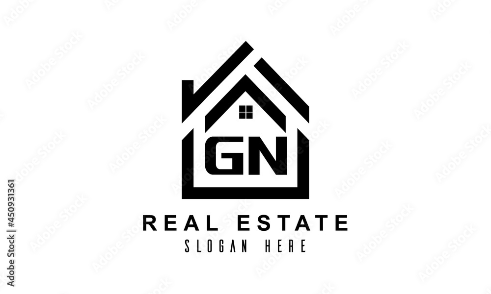 GN real estate house latter logo GN real estate house latter logo