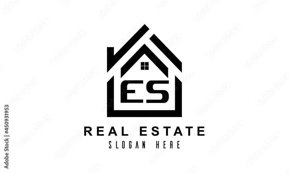 ES real estate house latter logo ES real estate house latter logo