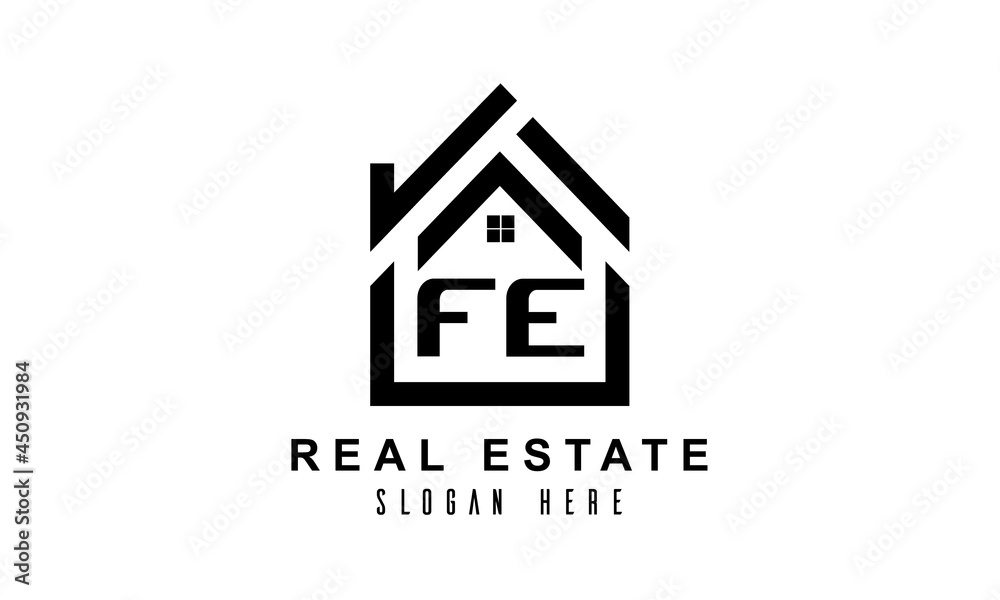 FE real estate house latter logo FE real estate house latter logo