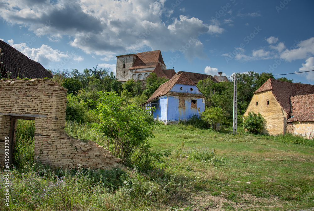 blue house in Romania Brasov, village Roades, 2019 