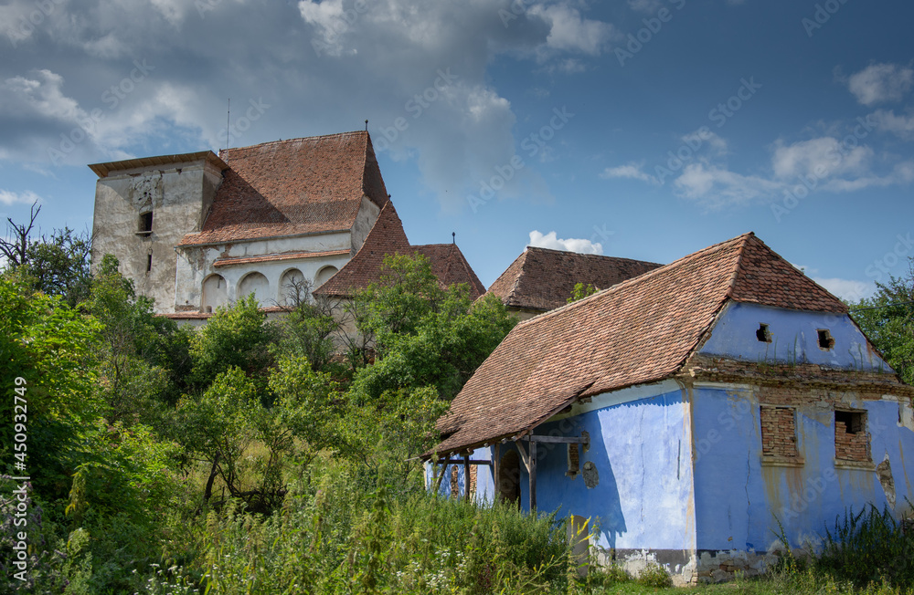 Obraz premium blue house in Romania Brasov, village Roades, 2019 