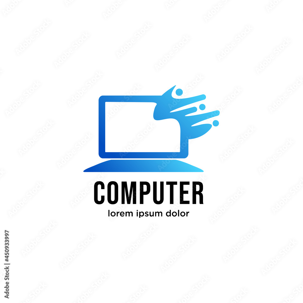 Vector computer logo. Monitor icon. abstract digital technology template. Illustration design of logotype business web marketing. Vector stock. Design inspiration
