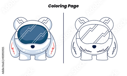 cute robot with coloring page 