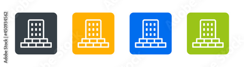 Building with bricks icon vector illustration. Construction site.