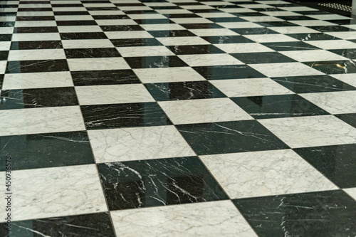 floor of Black and white checkered pattern