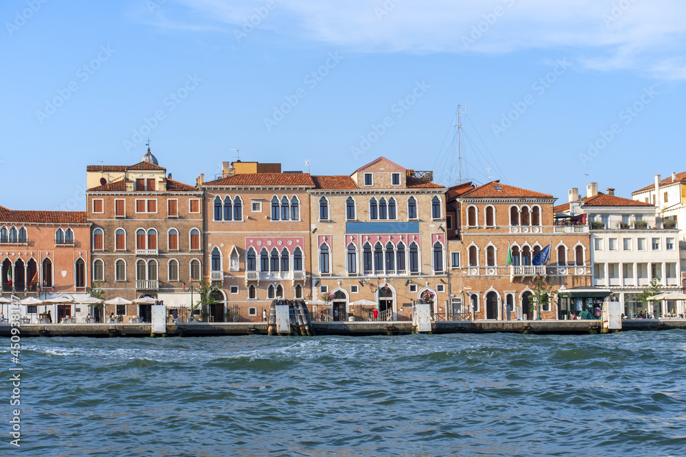Panoramic view of famous Canal Grande in Venice, tourist destination in Veneto region of Italy