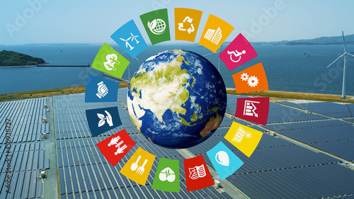 SDGs 持続可能な開発目標 サステナブルな社会 再生可能エネルギーと環境イメージ
