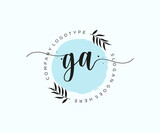initial GA Feminine logo beauty monogram and elegant logo design, handwriting logo of initial signature, wedding, fashion, floral and botanical with creative template.