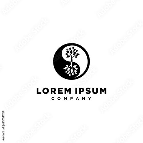 Icon yin yang symbol with grow creative idea symbol template company farm..