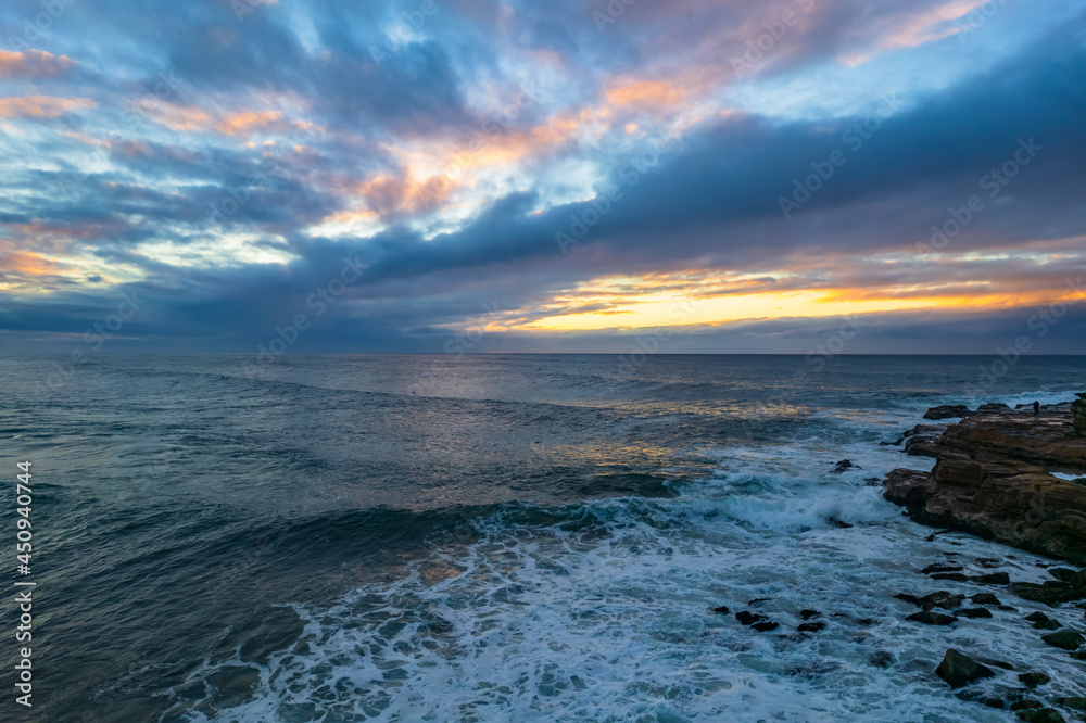 Surfs up - aerial sunrise seascape