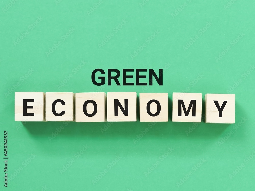 Green economy on wooden cubes. Green economy on wooden cubes.