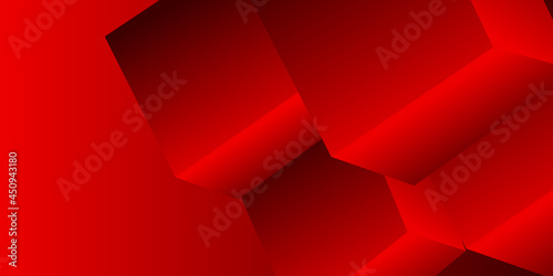 Abstract cube pattern  red background made of chaotic cubes. 3d rendering of realistic cube backgrounds or wallpapers