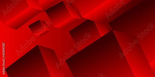 Abstract cube pattern, red background made of chaotic cubes. 3d rendering of realistic cube backgrounds or wallpapers