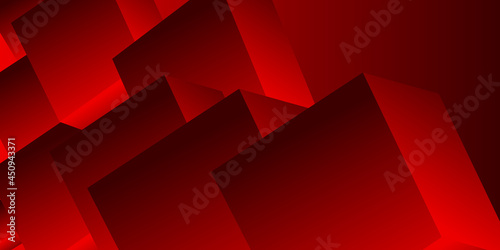 Abstract cube pattern, red background made of chaotic cubes. 3d rendering of realistic cube backgrounds or wallpapers