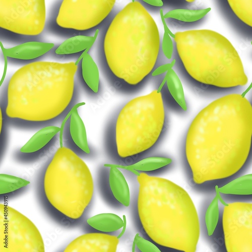 lemon and lime seamless abstract oriental background pattern colorful fabric digital illustration print with lemon and leaves 