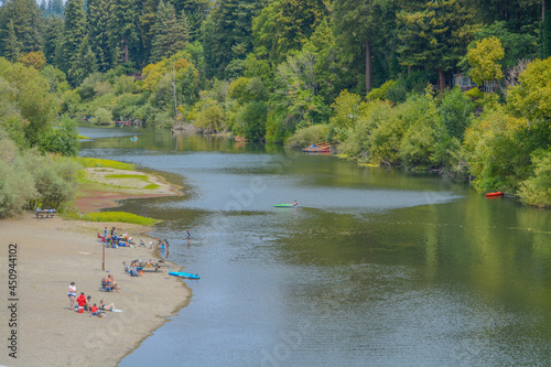 Beautiful Russian River flowing in Guerneville, Sonoma County, California