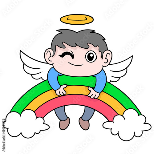 Father spirit has flown to heaven, doodle icon image kawaii