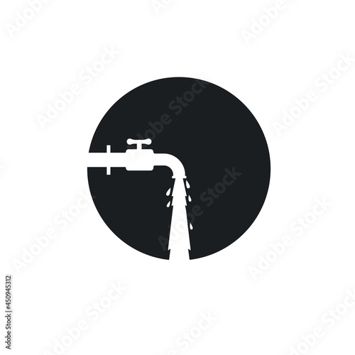 the faucet opens and the water flows vector illustration design template