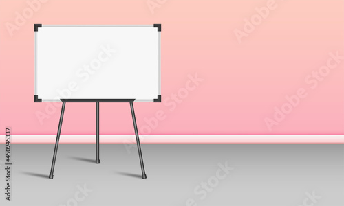 Empty white marker Presentation board on the floor stand