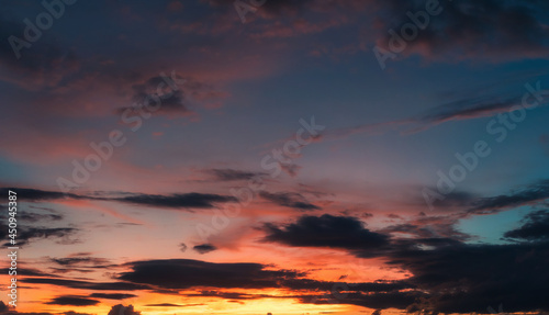 Dramatic twilight sky and cloud sunset background