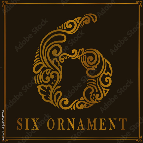 Vintage Six number ornament style
