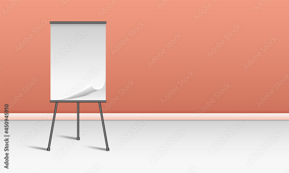 Empty white marker Presentation board on the floor stand Empty white marker Presentation board on the floor stand