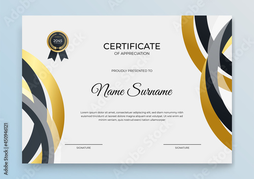 Modern certificate template. Certificate of Appreciation template.Trendy geometric design. Certificate template with luxury pattern. Vector illustration and vector Luxury premium badges design