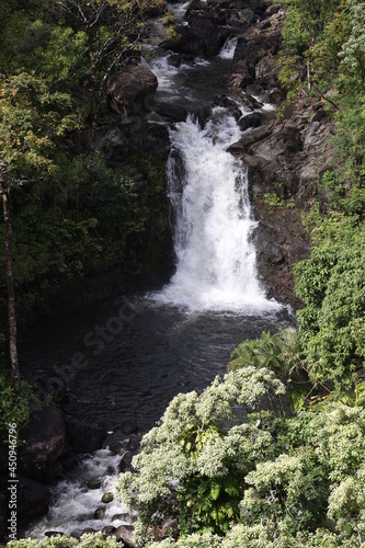 Waterfalls, waves and Volcanic Rocks in Maui, Hawaii