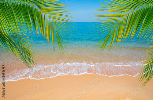 Fototapeta Naklejka Na Ścianę i Meble -  Beautiful sandy beaches, tropical towns and palm trees.