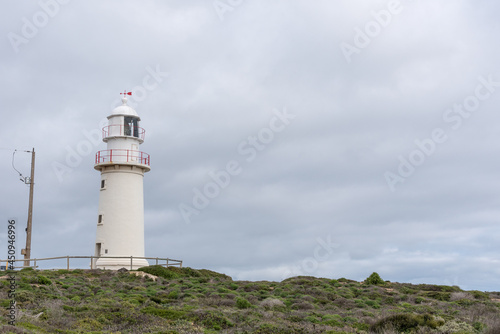 Old lighthouse  built 1882  looking out to the Spencer Gulf at Corny Point  Yorke Peninsula  South Australia