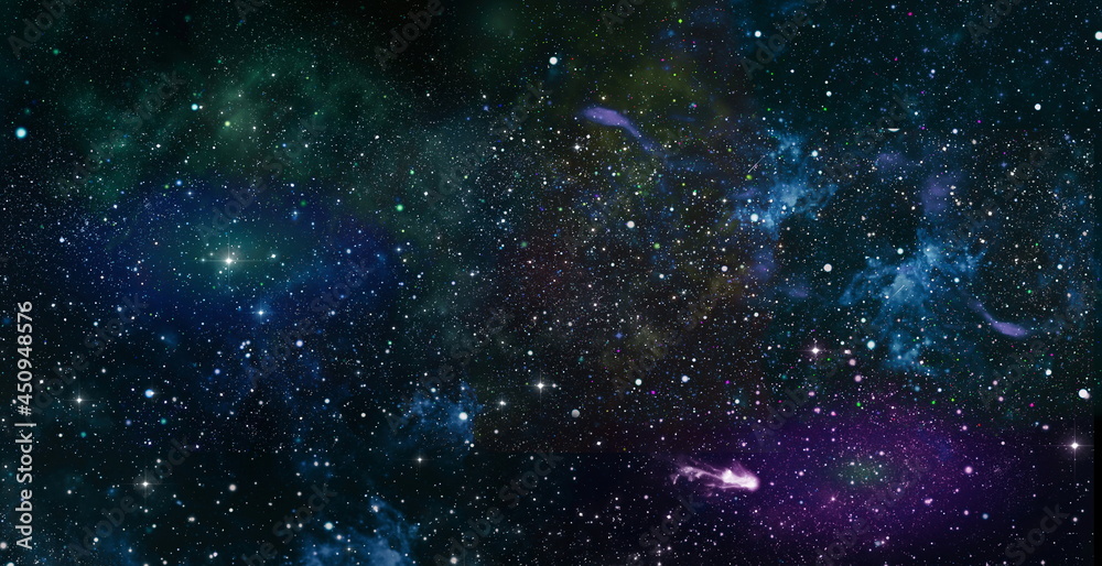 Space scene with stars in the galaxy. Universe filled with stars, nebula and galaxy,.