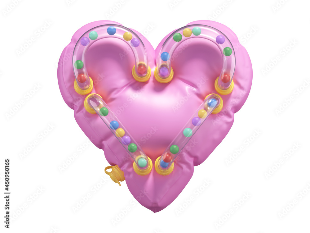 Pink lifebuoy toy font. Heart symbol.